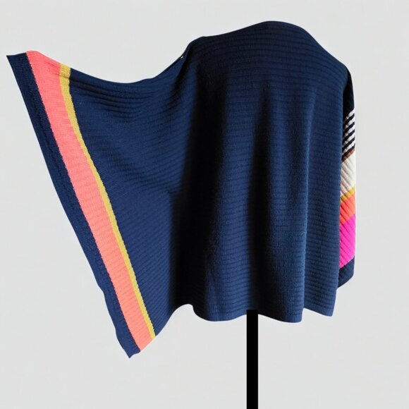 TRINA TURK ( XS/M) Chic Merino Wool Ponch with Boatneck Draped Sleeves - Picture 5 of 8